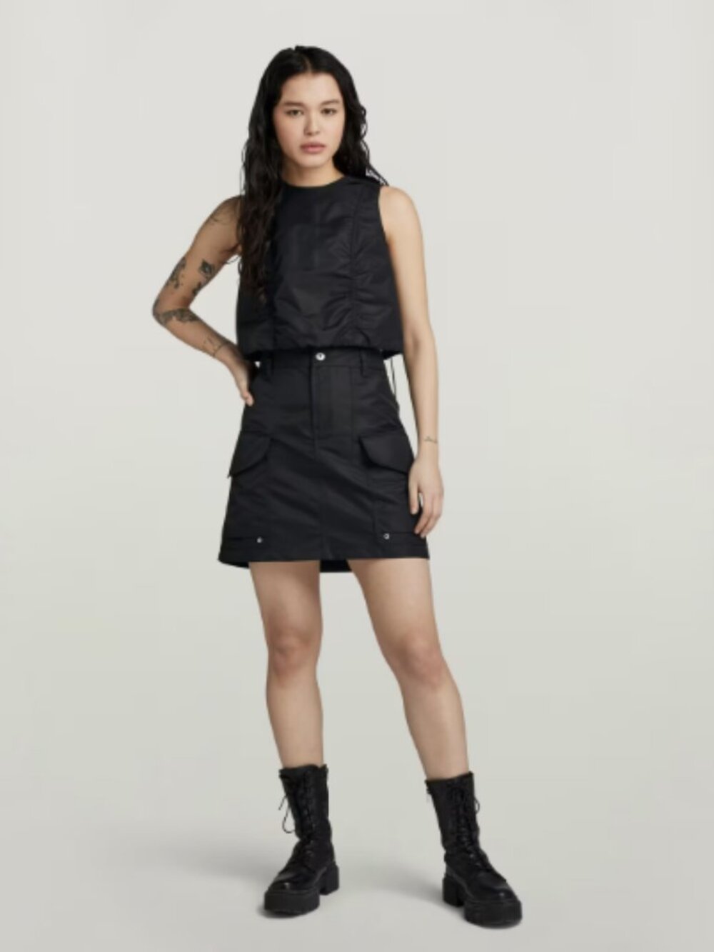 G-Star Cargo Mini Skirt Black Nylon Size XS